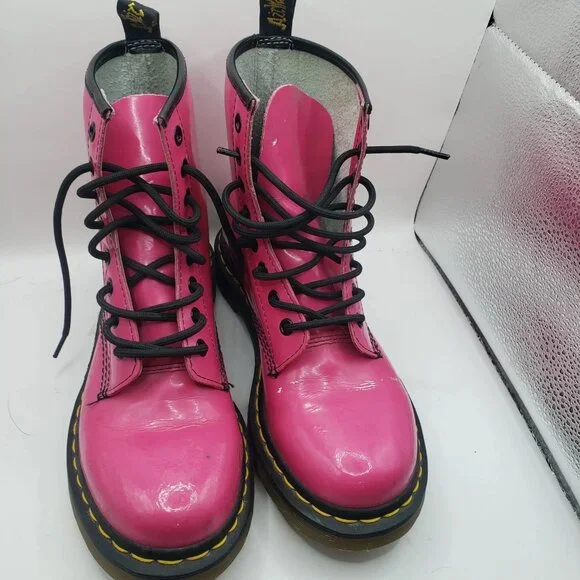 Dr Doc Martens 1460 Y Candy Pink Women's Boots Size 7 US Lace Up - Picture 4 of 12
